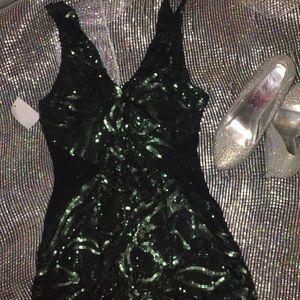 NEW!! Glam sequin green mini dress